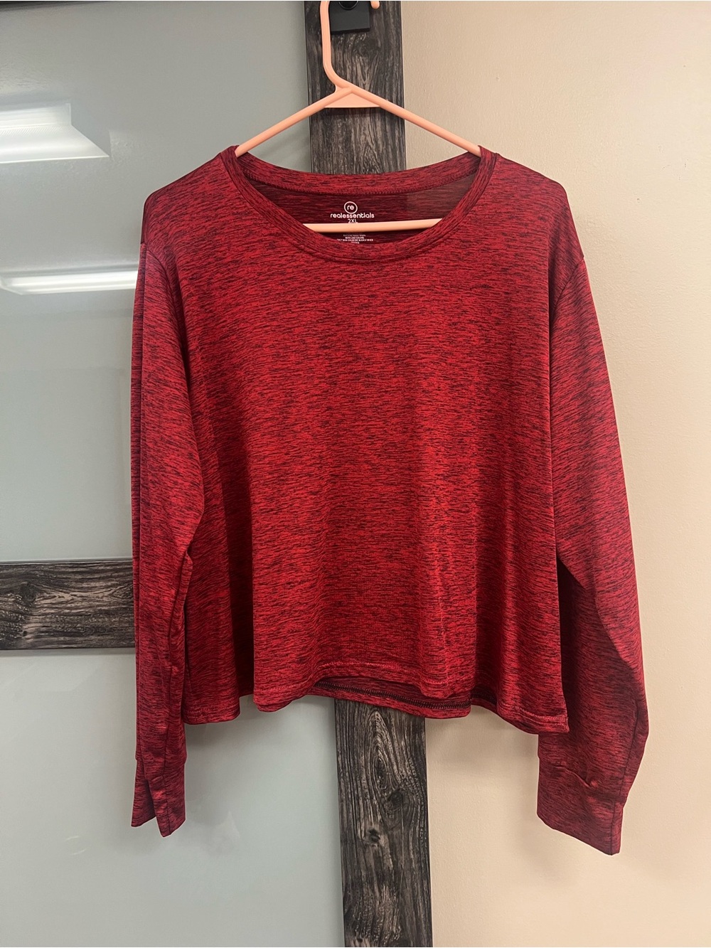 Red Long Sleeve Crewneck Top